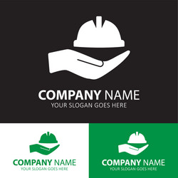 hardhat with hand icon for web and mobile vector