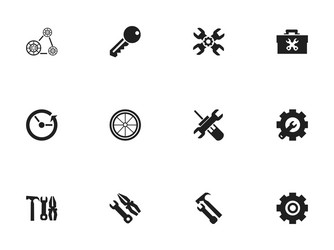 Set of 12 editable mechanic icons includes vector