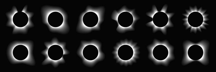 set of circle illuminate light frames vector image