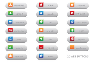 20 web buttons vector image