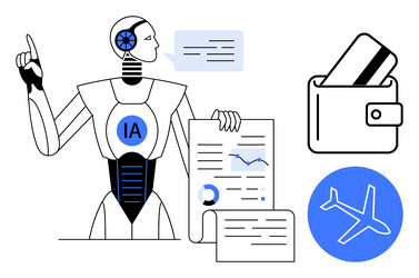 artificial intelligence robot presenting data vector image
