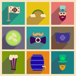 concept of flat icons with long shadow st patrick vector image