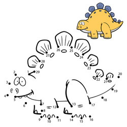 Dinosaur Number Dot to Dot Game vector image