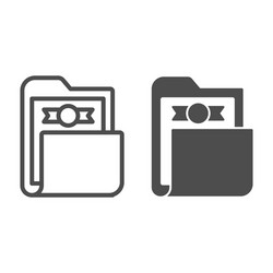 folder with company shares line and solid icon vector image