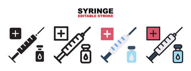 syringe icon set with different styles vector image