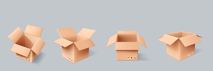 3d box set open delivery package empty cardboard vector image
