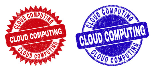 cloud computing round and rosette watermarks vector image