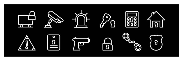 flat security simple concept icons set vector