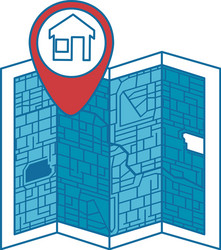 paper map with pointer location isolated icon vector image
