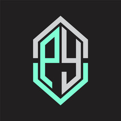 py logo monogram with hexagon shape and outline vector image