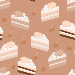 seamless pattern with cake slices vector image