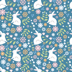 Cute white rabbit flowers and leaves Royalty Free Vector