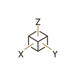 X, Y, Z Axis Cube – 3D Coordinate System vector image