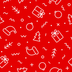 Christmas seamless pattern outline flat objects vector