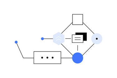 flowchart with blue and black elements showing vector image