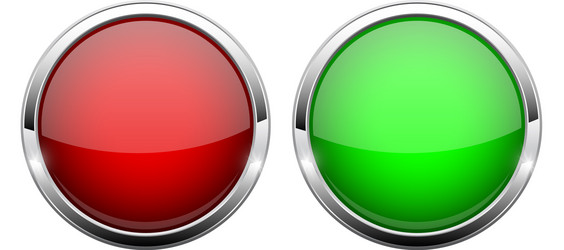 red and green glass buttons shiny round 3d web vector image