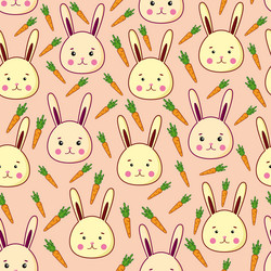 seamless pattern with rabbits and carrots vector image