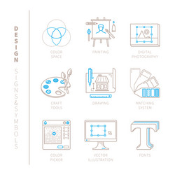 set of graphic design icons and concepts in mono vector image
