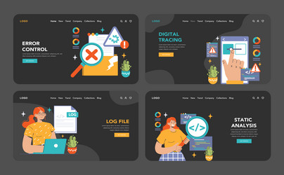 software testing web banner or landing page dark vector image