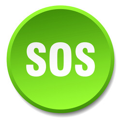 sos green round flat isolated push button vector image