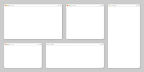 blank web browser window with toolbar and search vector