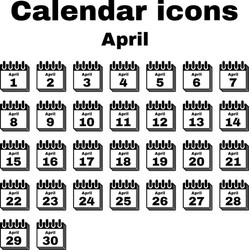 Calendar icon april symbol flat vector