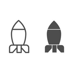 Rocket line and solid icon bomb missile weapon vector