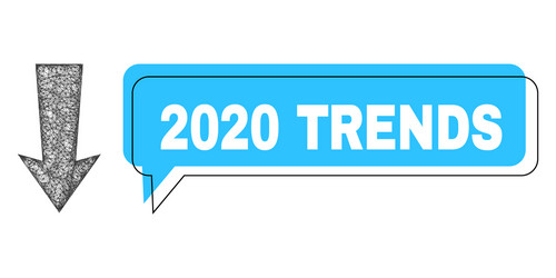 Shifted 2020 trends chat frame and net arrow down vector