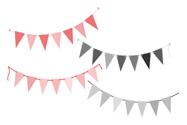 triangular pennant garlands on rope in grayscale vector image