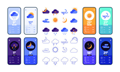 weather ui app smartphone dashboard with system vector image