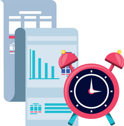 alarm clock with document isolated icon vector image