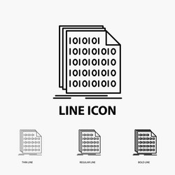 binary code coding data document icon in thin vector image