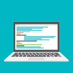 Coding on the laptop concept flat design vector