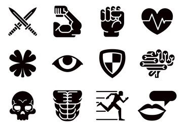icon set character game attributes vector image