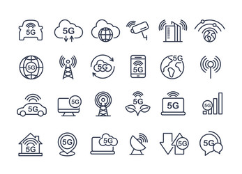 technology 5g icon set such as wifi internet iot vector image