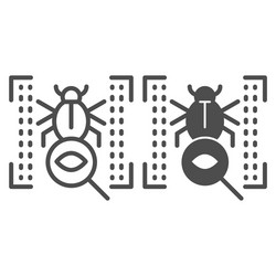 vulnerability scan line and glyph icon bug search vector image