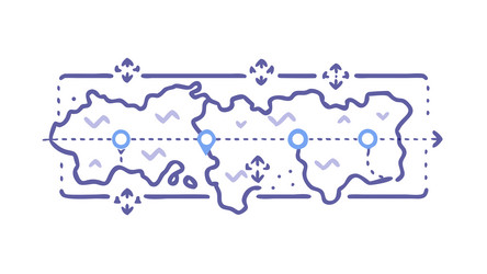 abstract digital map with connected nodes and vector image