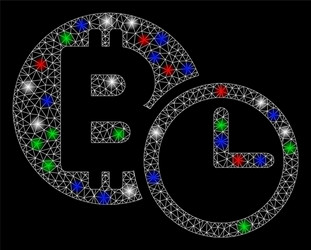 bright mesh 2d bitcoin credit clock with flash vector image