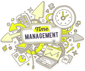 colorful of office objects with text on whit vector image