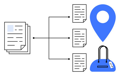 document flow from centralized stack vector image