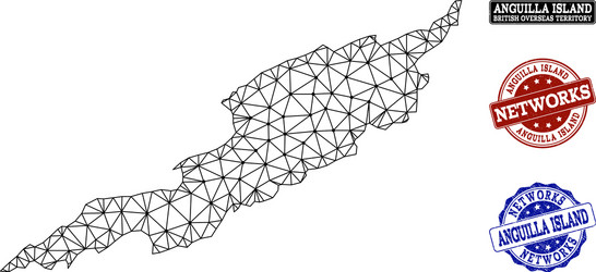 polygonal network mesh map of anguilla vector image