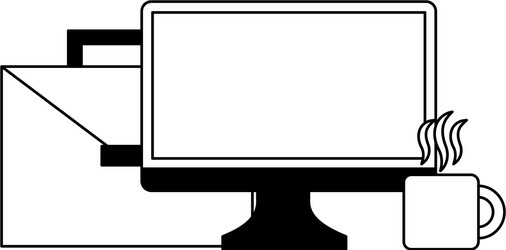 portfolio briefcase with monitor computer and cup vector image