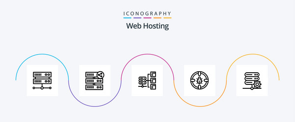 web hosting line 5 icon pack including internet vector image