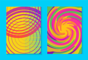 Abstract memphis colorful card background set vector