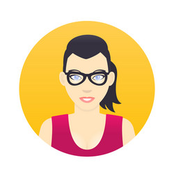 Avatar icon cartoon girl in glasses flat style vector