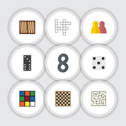 flat icon games set of guess dice cube and other vector image