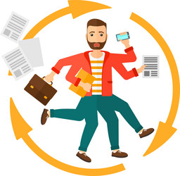 man coping with multitasking vector image