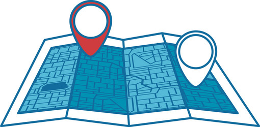 paper map with pointer location isolated icon vector image