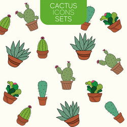 seamless pattern background with cactus icons vector image