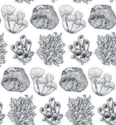 Seamless pattern with hand drawn ocean Royalty Free Vector
